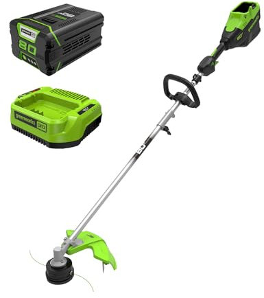 Greenworks - Brushless, Brushless, 80 V, 16 Inch String Trimmer, 2.5 Ah Battery and Charger Included