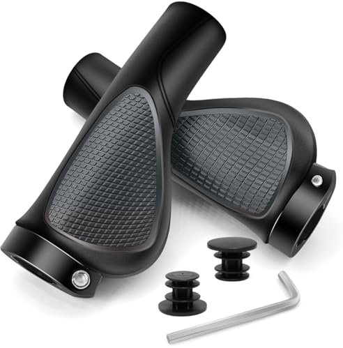 YERUUE Puños de Manillar de Bicicleta Puños para Bicicleta Antideslizante Caucho Puños Bicicleta Montaña Ergonomicos para MTB/BMX/Montaña/Bici Plegables/Bicicletas (Gris)