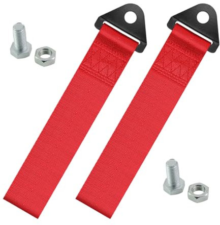2 Pezzi Cinghia di Traino Auto, Gancio Traino in Tessuto, Cinghia Traino Rossa ad alta Resistenza, Traino Cinghia Nylon Auto, per Paraurti Posteriore Anteriore, Trasporto di 2 Tonnellate di Peso