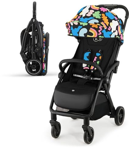 Kinderkraft APINO Buggy bis 22 kg, Liegebuggy, Kinderwagen, Leicht - 7,5kg, Automatisches zusammeklappen, Verstellbare Rückenlehne bis zur Liegeposition, ideal für Reisen, Happy shapes