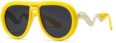 SHEEN KELLY Lunettes de soleil polarisées surdimensionnées pour hommes et femmes, monture ovale rétro à dessus plat, verres de styliste en métal incurvé