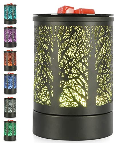 QCXWCJWD Lampe Brûleur de Cire électrique, Chauffe-Cire électrique en Métal avec Lumière LED 7 Couleurs Brûleur électrique de Fonte de Cire D'huile pour Maison