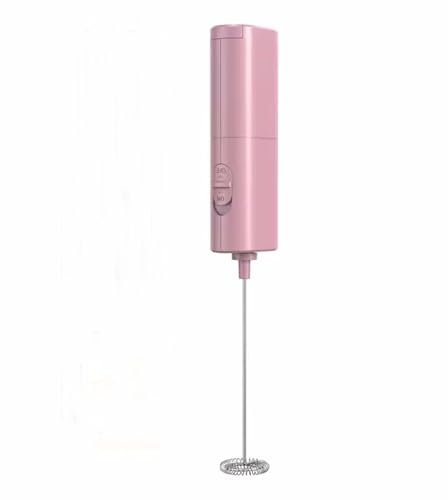 IraXpro – Mousseur à lait électrique à main, fouet électrique à une touche, alimenté par 2 piles AA, pour café, chocolat chaud, crème (rose)