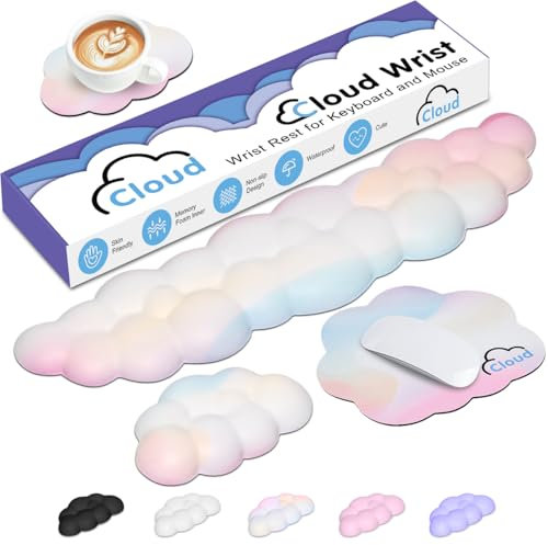 Cloud Handballenauflage Tastatur Handballenauflage mit rutschfester Unterseite für Computer Gaming Handgelenkauflage, YAMJUG Cloud Armlehne Tastatur Handgelenkpolster Regenbogen