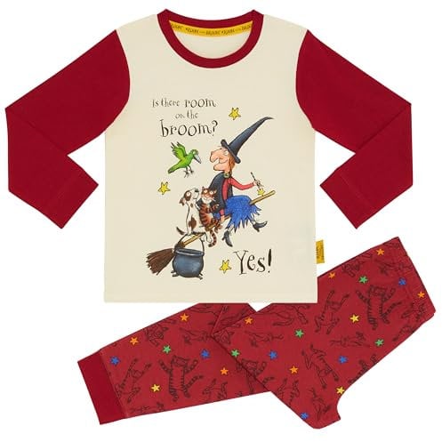 Magic Light Room on the Broom Unisex 100% Cotton Halloween Long Pyjama Set - 2-3 Years 98cm Raspberry
