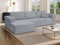 Vente-unique-Eckschlafsofa mit Matratze - Ecke Links - Cord - Hellgrau - Liegefläche 140 cm - Matratze 14 cm - Amelia II