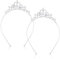 TIESOME 2 Stück Prinzessin Krone, Madchen Strass Krone, Krone Mädchen, Silber Prinzessin Krone Tiara Strass Stirnband für Frauen Mädchen Hochzeit Geburtstag Party