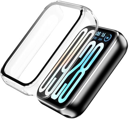 Fitudoos [1 Pezzi Cover per Xiaomi Band 9 Pro,custodia rigida in PC con pellicola protettiva in vetro temperato,Anti-Caduta Alta Sensibilità -1 Trasparente