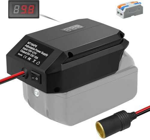 Convertisseur Step Down pour Makita 18 V à 12 V - Convertisseur de batterie - Adaptateur de batterie - Adaptateur allume-cigare de voiture (ne contient pas de piles et n'est pas chargé)