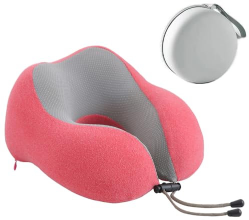 Maibar Oreillers de Voyage Mémoire de Forme, Coussin de Voyage, Oreiller de Voyage pour Adulte (B-Rosé)