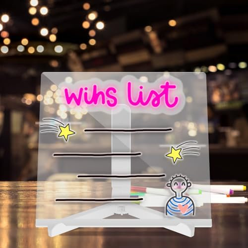 LED Notiztafel mit Ständer USB 30×20×3CM LED Note Board with Colors 12 Farben 2 Wischen Transparente Notiztafel mit Farben als Kreatives Geschenk für Ihre Familie Kinder Freunde