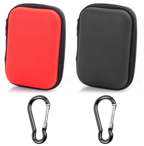 2 Bolsas Para Auriculares Y 2 Mosquetones Negros, Bolsa De Almacenamiento Rectangular, Impermeable Y Portátil