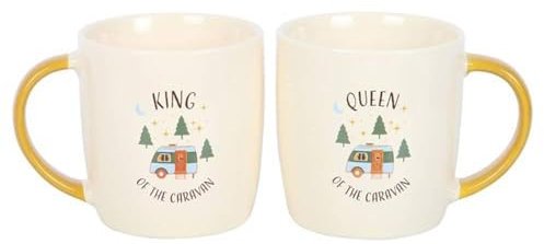 Something Different Camping King And Queen 400ml Mug (Pack of 2) (One Size) (Beige/Yellow)