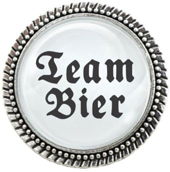 Gaudi-Brosche in Silber Team Bier von Woidladinger