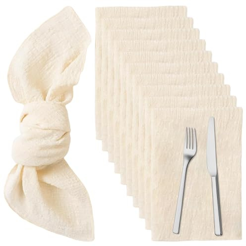 12 Stück Leinen-Servietten, Esstisch Servietten Set, Stoffservietten Leinenservietten, Leinenstoffservietten aus Baumwoll-Leinen-Mischgewebe Tischservietten, Stoffservietten für Hochzeit Party Bankett