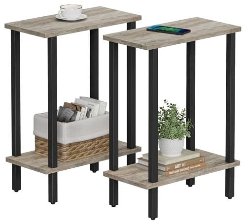 TUTOTAK Small Side Table, Narrow End Table, Skinny Sofa Table, Slim Nightstand, Living Room, Bed Room, Greige TB01BG0622EU
