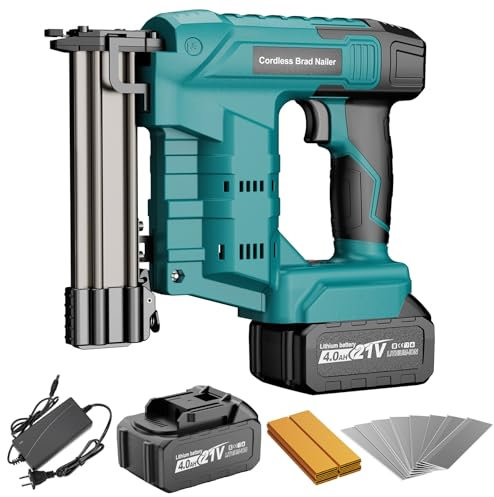 CAMXTOOL Cordless Brad Nailer, Nail Gun with 2Pcs 4.0Ah Battery, 18 Gauge 2 in 1 Electric Staple Guns Battery Powered for Upholstery & Carpentry, Include 1600Pcs Nails & Staples, Charger (Brad Nailer)