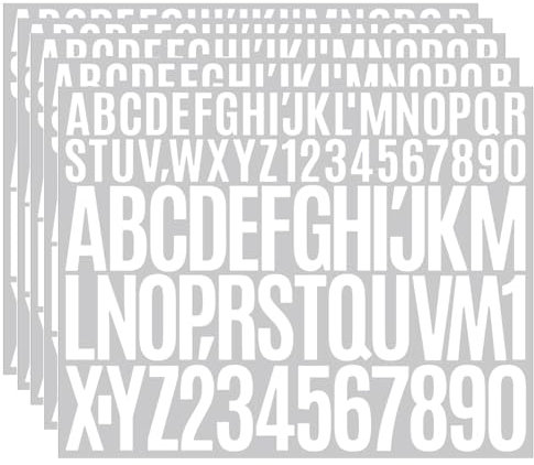 Letter Stickers,Vinyl Letter Number Sticker, 5 Sheets Self Adhesive White Letter Sticker Alphabet Numbers Stickers for Mailbox, Cards, Scrapbook
