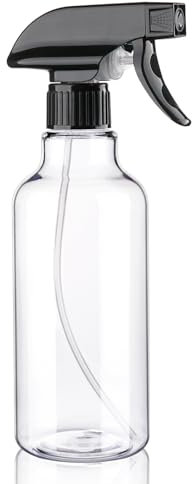Hethyo Spray Bottles Plastic Spray Bottle for Hair Mist/Stream Heavy Duty Empty Spray Bottles for Cleaning Solutions, Plants, Cooking, 16.9oz-BlackClear, 16.9 Ounces
