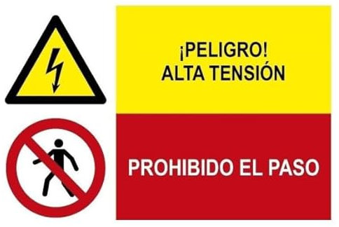 Peligro alta tensión Prohibido el paso, cartel combinado de seguridad SEKURECO
