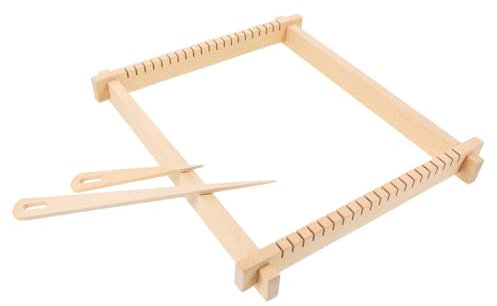 DOITOOL 1 Set Arazzo della Macchina per Tessitura Giocattolo per Maglieria Telaio per Maglieria Fai da Te Telaio per Tessitura per Adulti su Telaio in Legno di Legno Beige