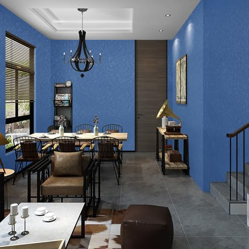 Pamatio Navy Blue Plain Silk Pattern Textured Wallpaper Contemporary Nordic Luxury for Bedroom, Living Room Hallway Study Adults - Irregular Crack-Like Surface Pattern - 1 Roll(0.53 × 9.5 metres)
