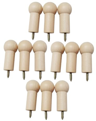 DOITOOL 12 Stück Teiliges Runde Garderobenhaken aus Holz Wandhaken zum Aufhängen von Jacken Hüten Schals und Taschen Glatte Oberfläche Langlebig für Schlafzimmer Bad und Flur