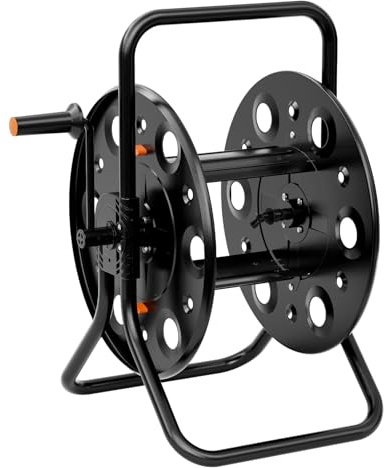 SPECILITE Metal Hose Reel, Stainless Steel Garden Hose Reel Freestanding, Holds 75-260 Ft of Hosepipe Storage Capacity, UV Resistance, Hose Winder for Outdoor Patio Deck Yard