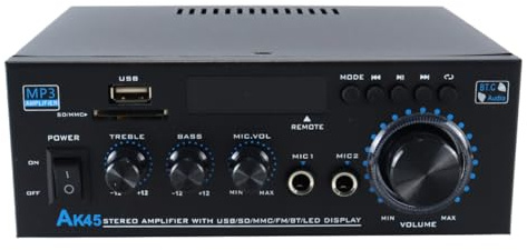 Fasizi AK45 - Amplificador Bluetooth AK45, Receptor Bluetooth para Altavoces pasivos, Karaoke, Cine en casa y Sistemas de Sonido