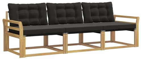 vidaXL Outdoor-Sofagarnitur mit Kissen 3 pcs Weiß und Schwarz, Outdoor Sofa, Gartenmöbel, modernes Ecksofa, Terrasse Lounge, komfortable Sitzgelegenheit