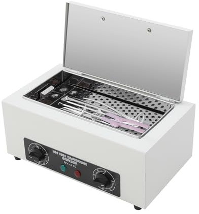 Steeviuzj 300W Autoklav Sterilisator 200°C Heißluft, Hochtemperatur Desinfektionsgerät mit Timer, Trockenhitze Sterilisierungsbox für Tattoo, Nagelstudio, Maniküre & Friseur Metall Werkzeug