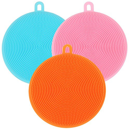 TRIXES Paquete de 3 Esponjas de Silicona/Estropajos de Silicona - Multifuncionales para el Baño, para la Limpieza de la Cocina.
