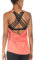 icyzone Damen Sport Tops mit Integriertem BH - 2 in 1 Yoga Gym Shirt Fitness Training Tanktop (L, Fusion Coral)