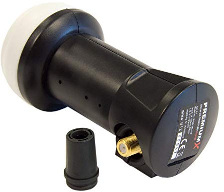 Premium X Deluxe Single LNB – 1-Fach LNC Kopf mit LTE-Filter – SAT PLL Technik – 1 Teilnehmer – Digital UHD 4K 8K Full HD 3D – vergoldete Kontakte - Wetterschutz – Schwarz
