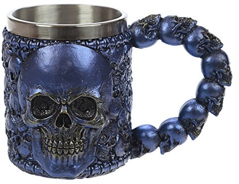 Totenkopf Deko Krug in 4 Farben zur Auswahl, Farbe:blau