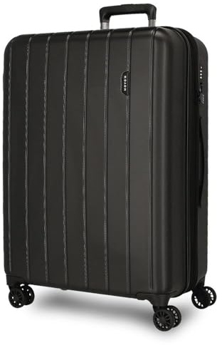 Movom Wood Mittlerer Koffer Schwarz 44,5x65x27,5 cms Hartschalen ABS TSA-Schloss 68L 3,8Kgs 4 Doppelräder Erweiterbar