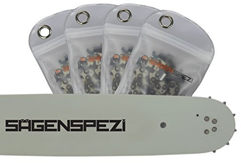 Sägenspezi Drive - Juego de espadas de 45 cm con 4 cadenas de cincel medio 3/8 64TG 1,5 mm apto para Jonsered 2054