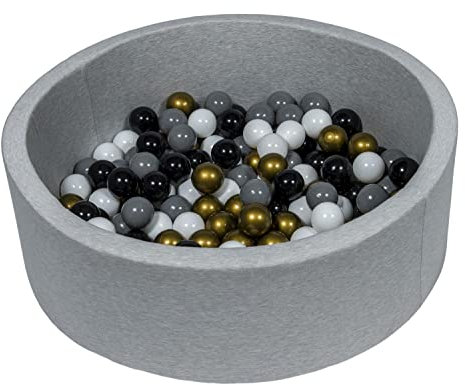 Velinda Piscine a balles pour Enfant, Aire de Jeu + 150 balles (Couleurs des balles: Noir, Blanc, Or, Gris)