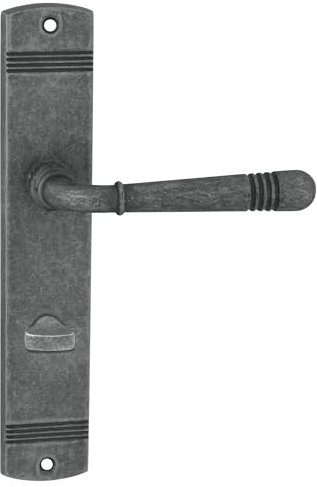 domino Türgriff 78 Drückergarnitur WC - Badezimmer Set Links & Rechts Türbeschlag für WC/Badezimmertüren L-Form Türklinke aus Znal Nickel Antik | LOFT M95