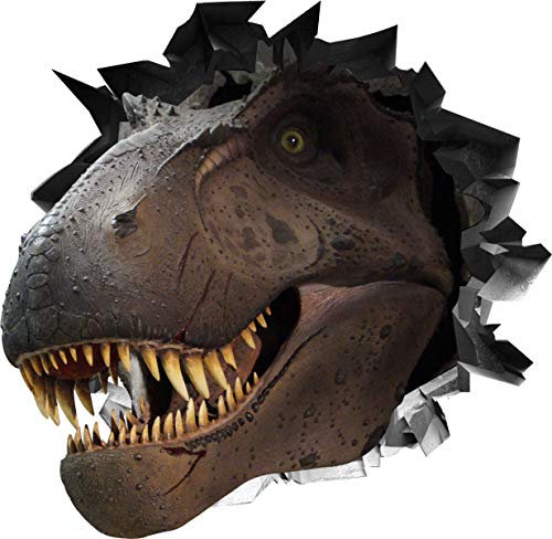 BLACK LABEL GRAFX® Wandtattoo Aufkleber WallArtML111 Wandbild Dinosaurier T-Rex Mauerloch 3D Effekt verschiedene Größen Deko Wohnung Wohnzimmer Schlafzimmer Bad Kinderzimmer (72 x 70 cm)