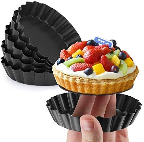 Gutsdoor Tart Tins for Baking Pie Dish Tin Mini Tart Pan 4 Inch with Removable Bottom Nonstick Round Set of 6