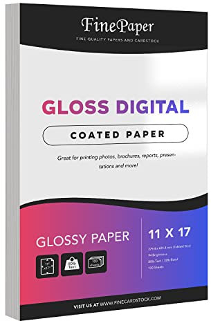 Glänzendes Digitalpapier C2S – perfekt für Farblaserdruck, Designvorschläge, Flyer, Broschüren,27.9x43.2 cm Ledgergröße,Premium Glänzendes 14.5 kg Papier,Säure Kostenloses Papier,100 Blatt