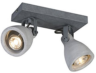 Qazqa - Modern IndustrieSpot I Spotlight I Deckenspot I Deckenstrahler I Strahler I Lampe I Leuchte grau Beton 2-flammig-flammig - Creto I Wohnzimmer I Schlafzimmer - SteinI Rechteckig - LED geeignet