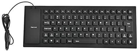 Clenp Diseño De Teclado Flexible, Impermeable Plegable Portátil 85 Teclas Plegable De Silicona Suave Mudo USB con Cable Mini Teclado Accesorio De Computadora Negro Talla única