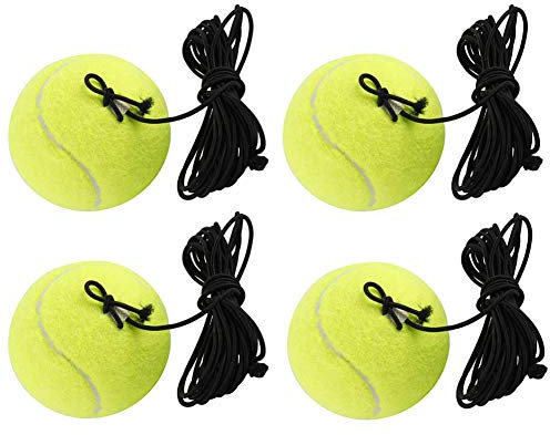 4PCS Tennis Training Ball Durable Replacement Balls with String for Beginner Single Player Practice Training Gear Yellow