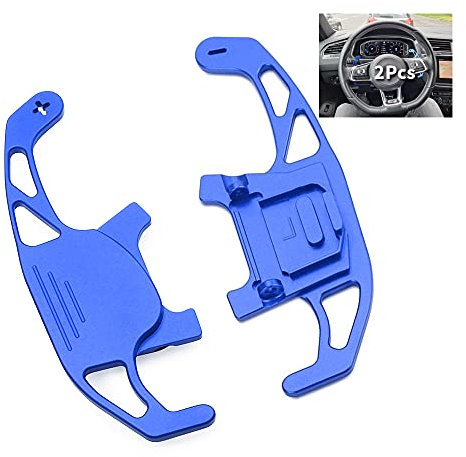 HIBEYO 2 Stücke Lenkrad Schaltwippen Verlängerung Paddles Lenkrad für VW GOLF GTI R R-line GTD GTE MK7 7 POLO GTI Scirocco 2019 Metall Paddle Shifter Extensions Innendekoration Zubehör Blau