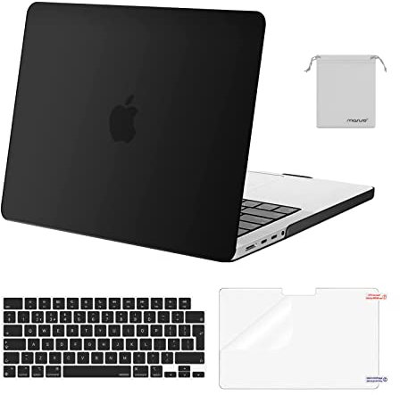 MOSISO Custodia Compatibile con MacBook Pro 14 Cover M4 M3 M2 M1 Pro Max 2025-2021 A3112 A3185 A3401 A2918 A2992 A2779 A2442, per MacBook Pro 14,2 Case&Copritastiera&Pellicola&Borsa, Nero
