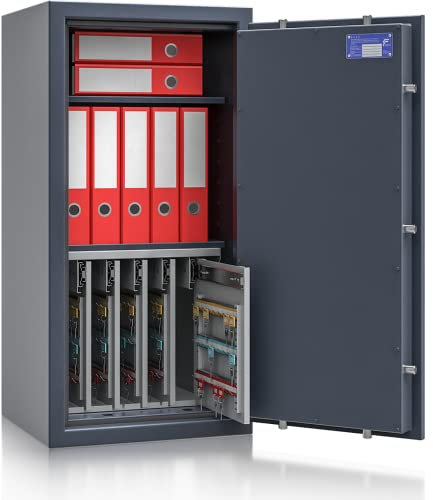 Secureo SafeHero Schlüsseltresor/Schlüsselsafe für 280 Schlüssel Osprey Key 6-B | Klasse 1 EN 1143-1 | Elektronisches Zahlenschloss | 5 ausziehbare Wände + 2 Fachböden | 1000x500x420 mm (HxBxT)