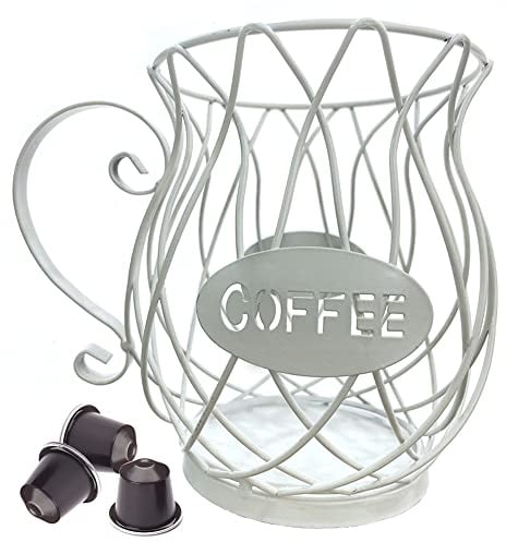 ERHUAN Cestello Portaoggetti Caffè, Cestello porta caffè, Cestello Porta Capsule Caffè, Cesto portaoggetti per capsule di caffè per Casa Bar Ristoranti Sala da Tè Hotel (Bianco)