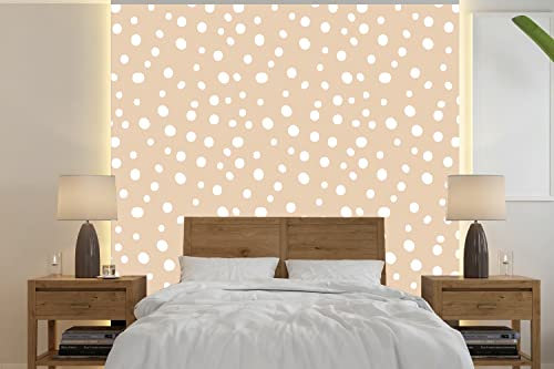 Selbstklebend Tapete Wandpapier Wandaufkleber Fototapete Tapeten Wanddeko 350x350 cm Design - Punkte - Beige